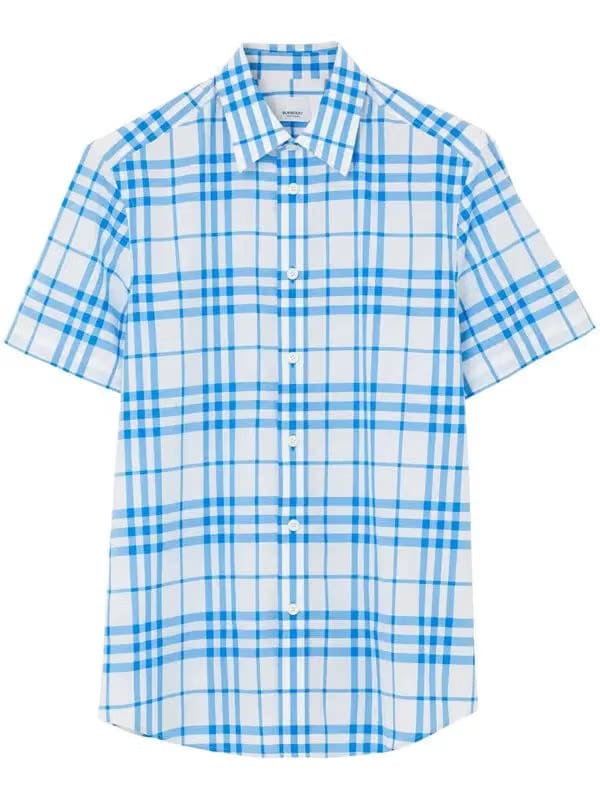 Burberry check-pattern short-sleeve cotton shirt