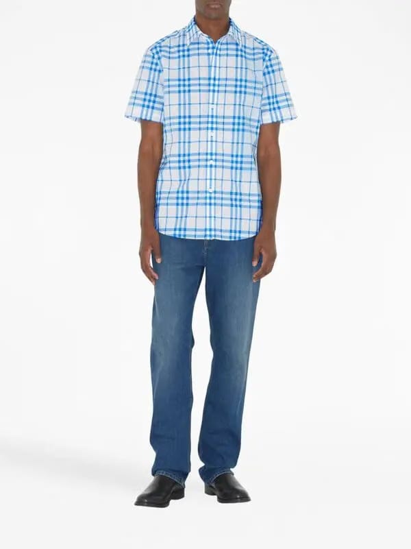 Burberry check-pattern short-sleeve cotton shirt