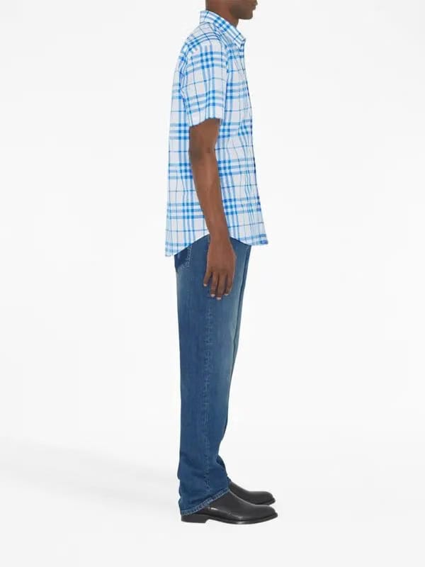Burberry check-pattern short-sleeve cotton shirt