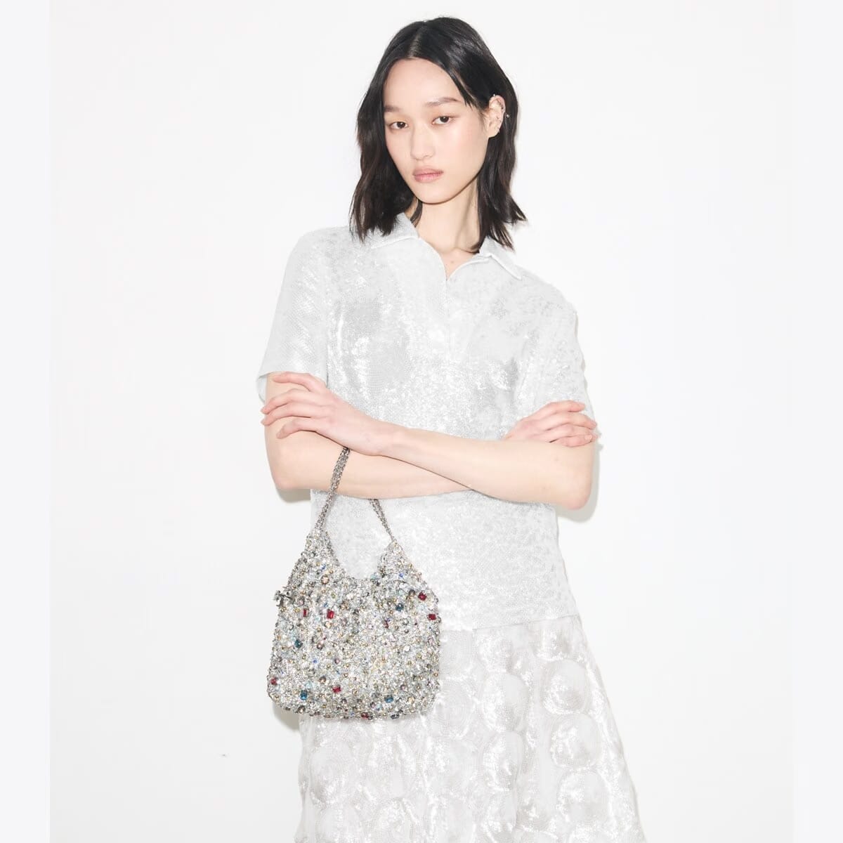 Mini Fleming Embellished Hobo Bag