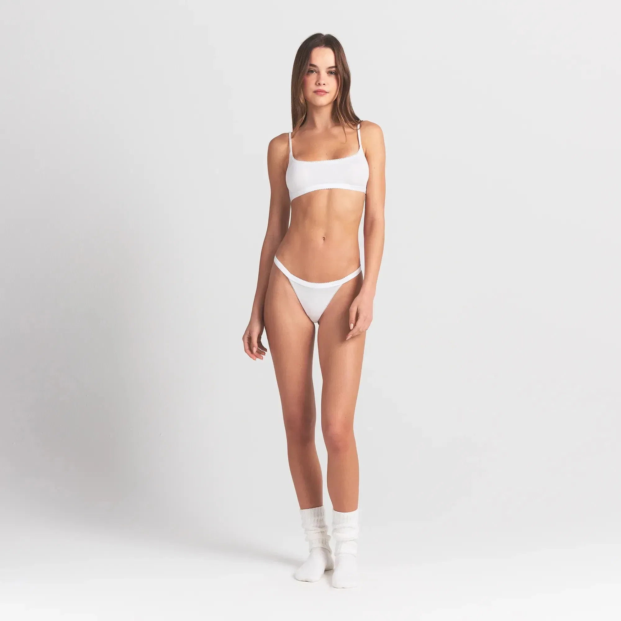 Lightweight Cotton Logo Picot Scoop Bralette