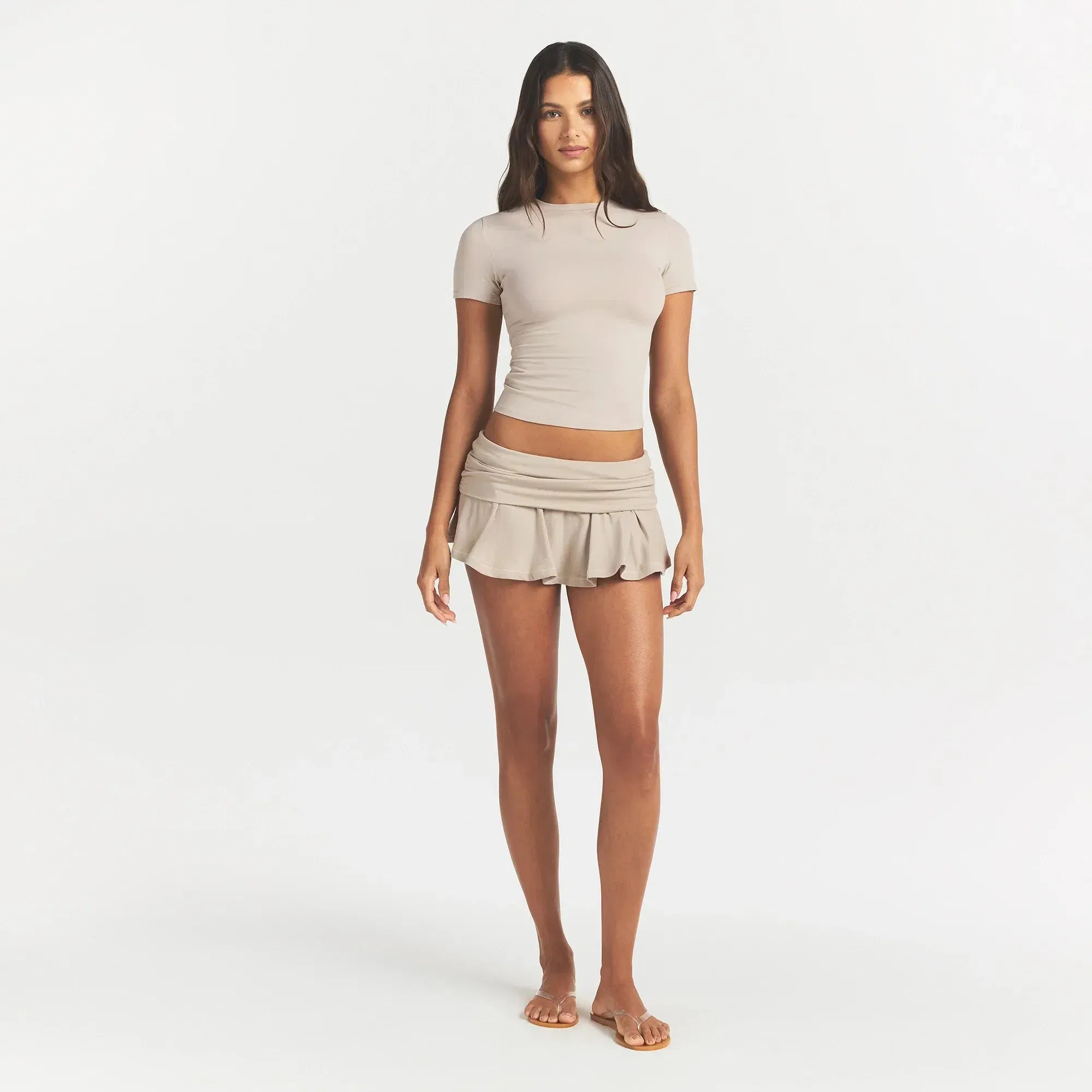 Cotton Jersey Foldover Mini Skort
