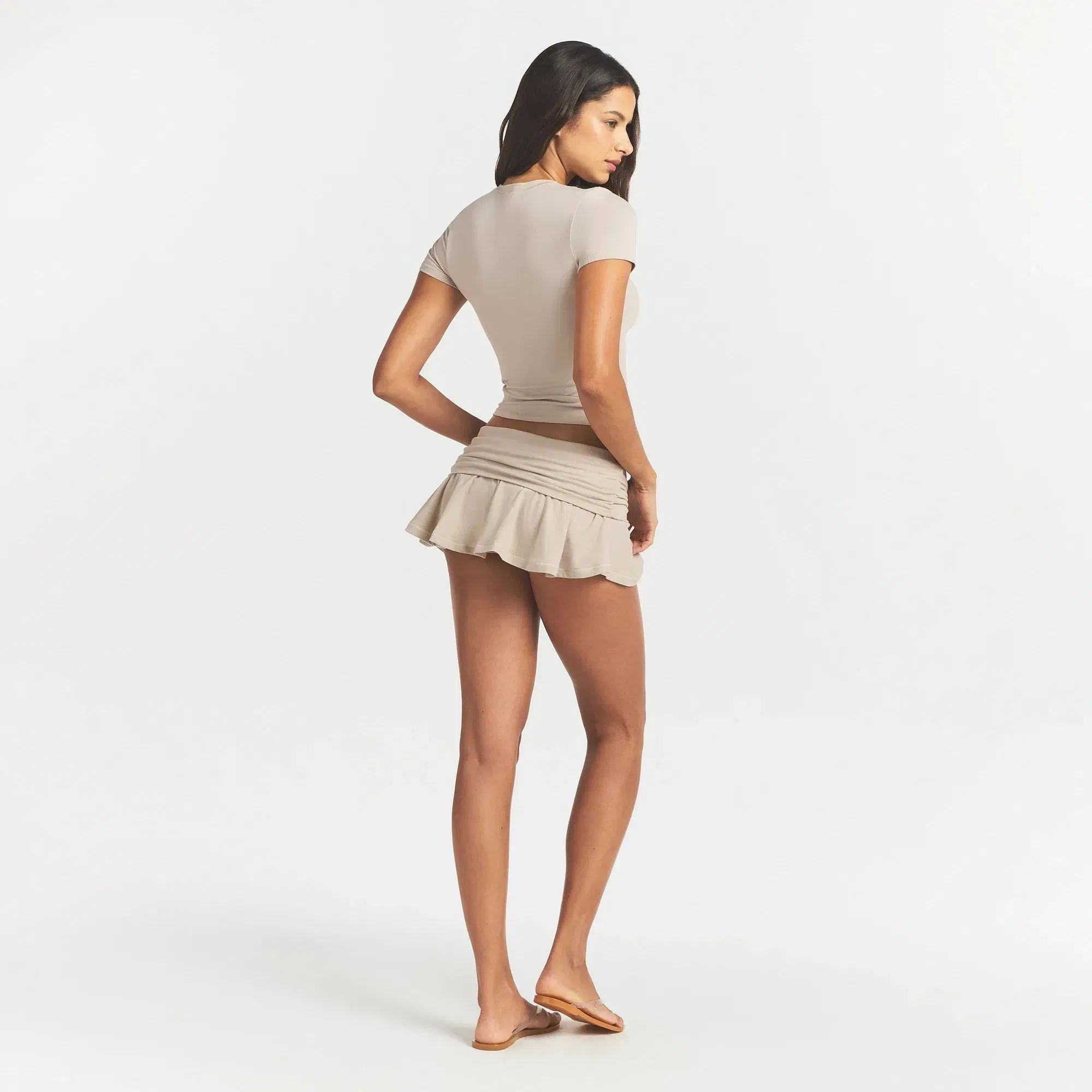 Cotton Jersey Foldover Mini Skort