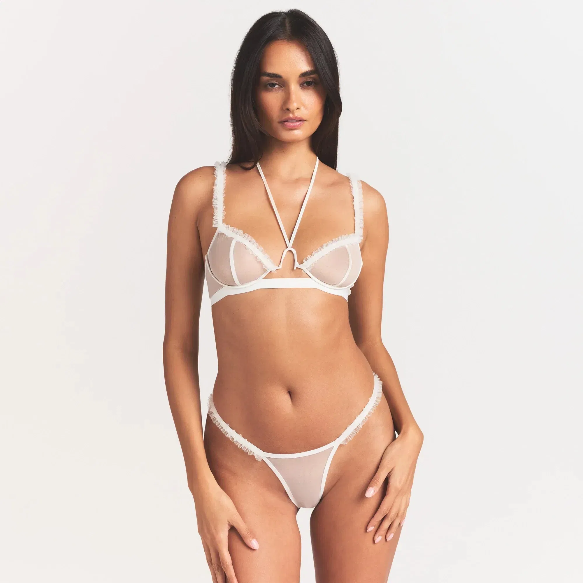 Ultra Fine Mesh Ruffle Bra