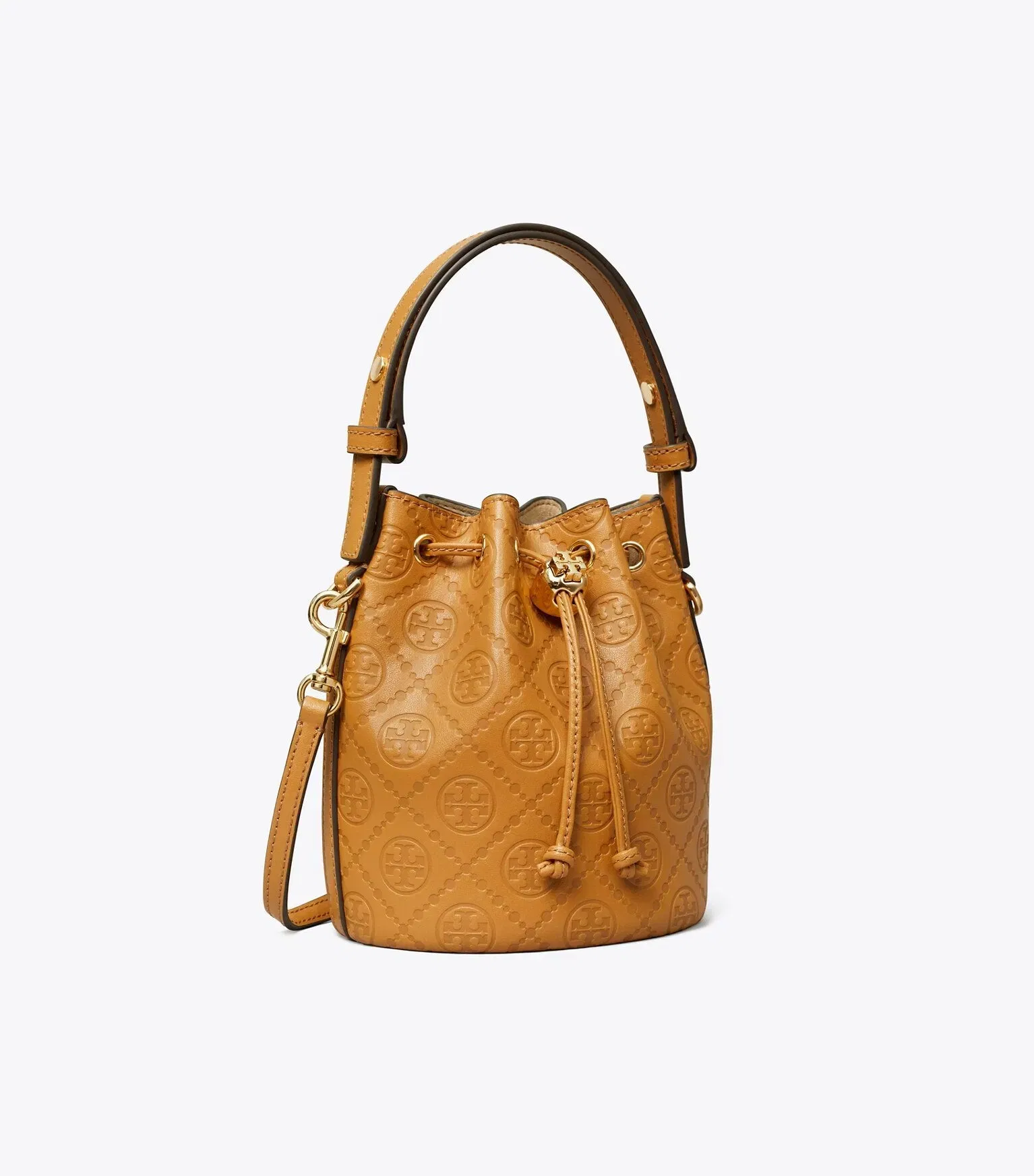 T Monogram Leather Mini Bucket Bag