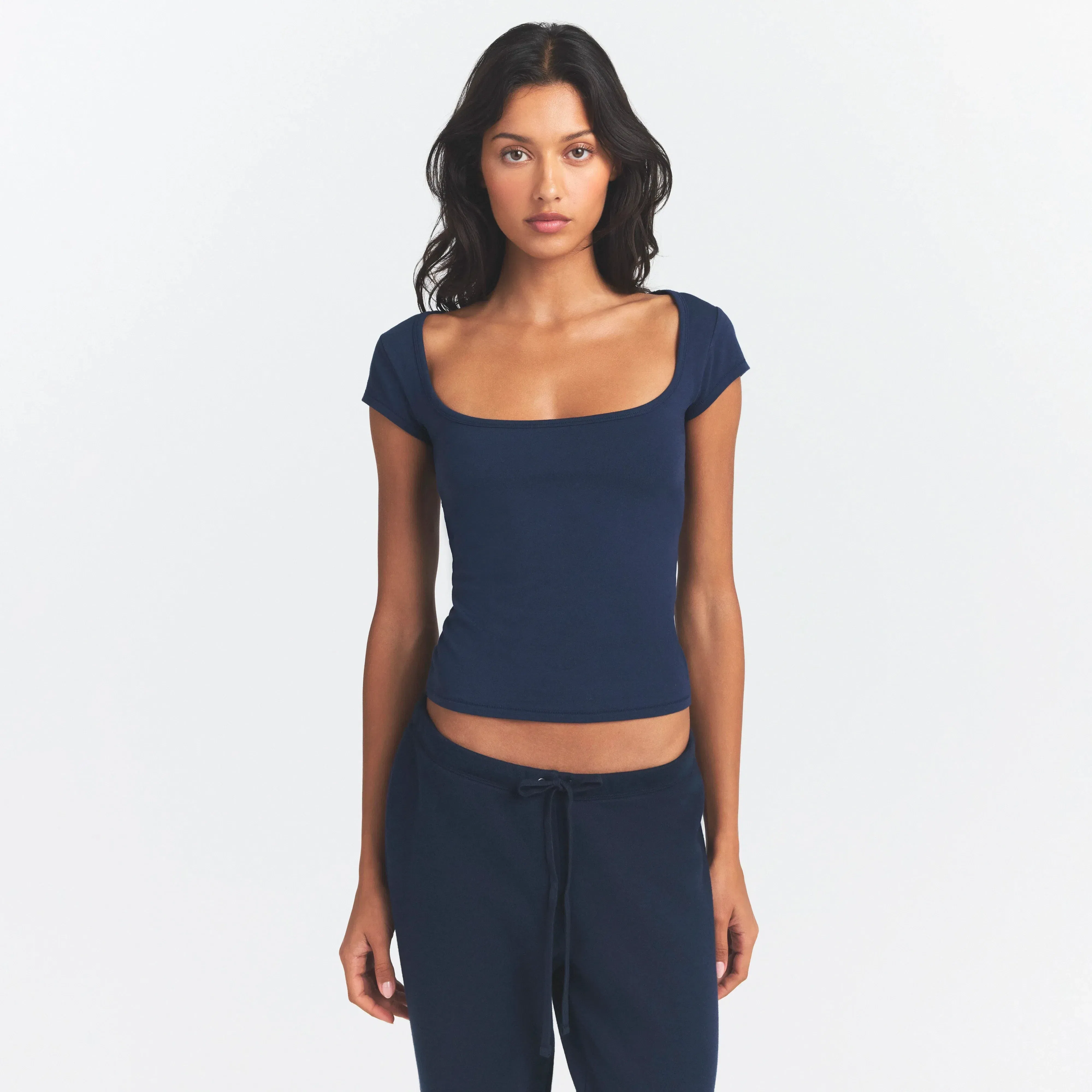 Cotton Jersey Scoop Neck T-shirt