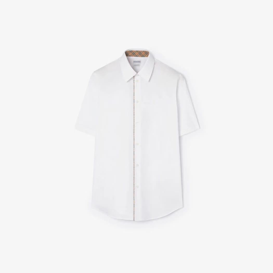 Burberry Check Piping Cotton Poplin Shirt