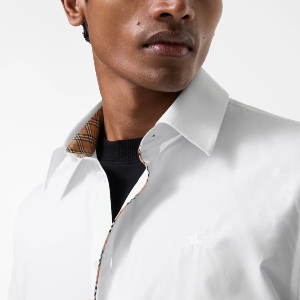 Burberry Check Piping Cotton Poplin Shirt