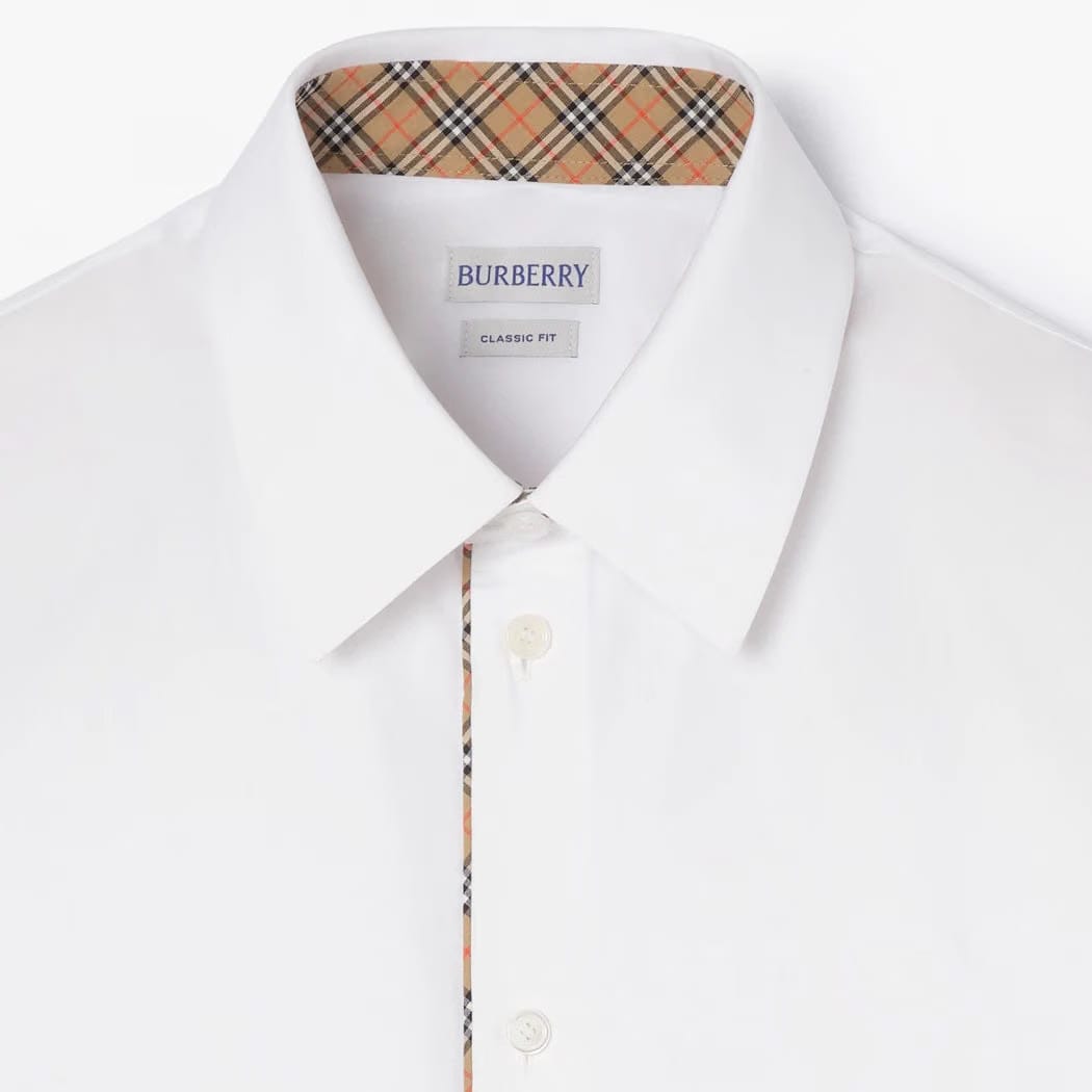 Burberry Check Piping Cotton Poplin Shirt