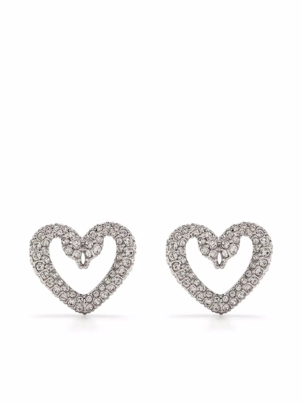 Una crystal-embellished heart earrings