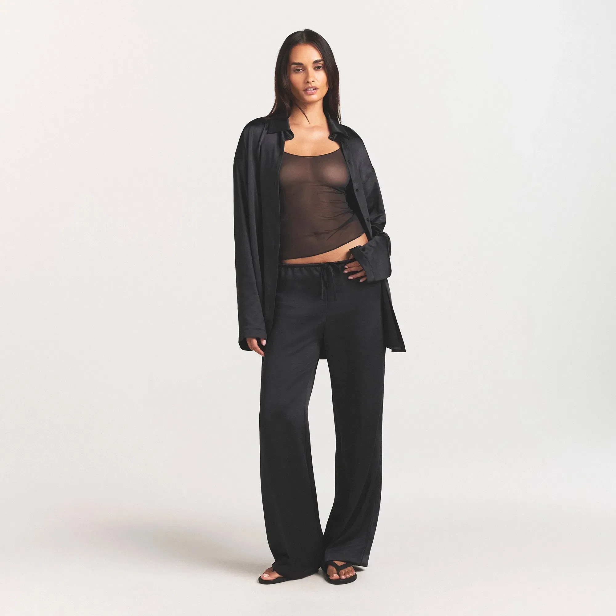 Lightweight Satin Straight Leg Pant