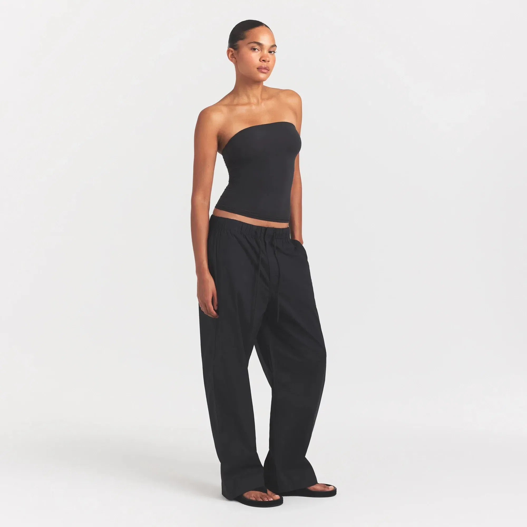 Woven Cotton Oversized Straight Leg Pant