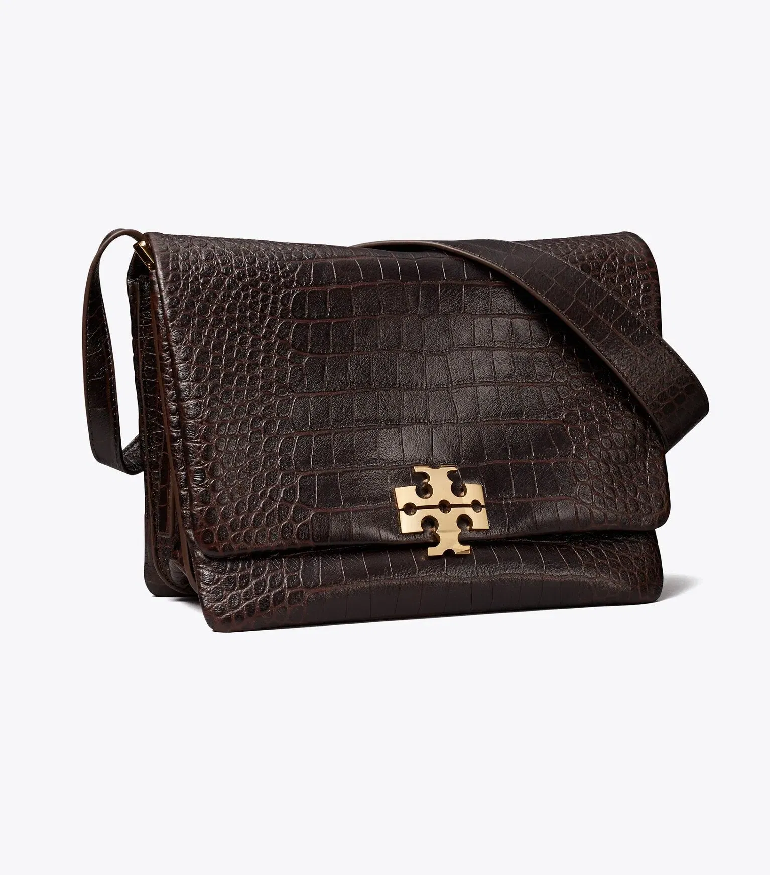 Large Charlie Runway Croc-Embossed Shoulder Bag