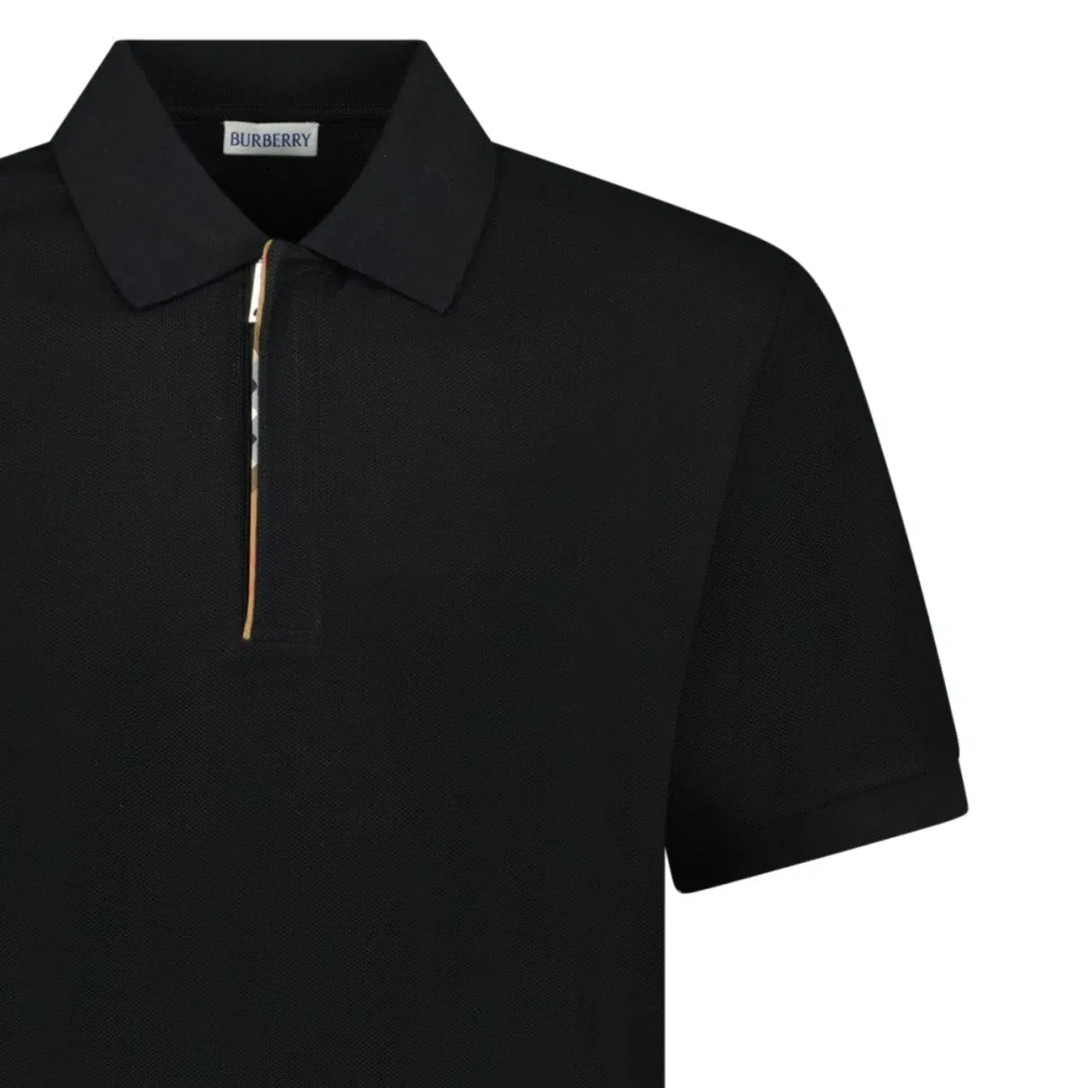 Burberry ‘Hartford’ Zip Check Polo Black