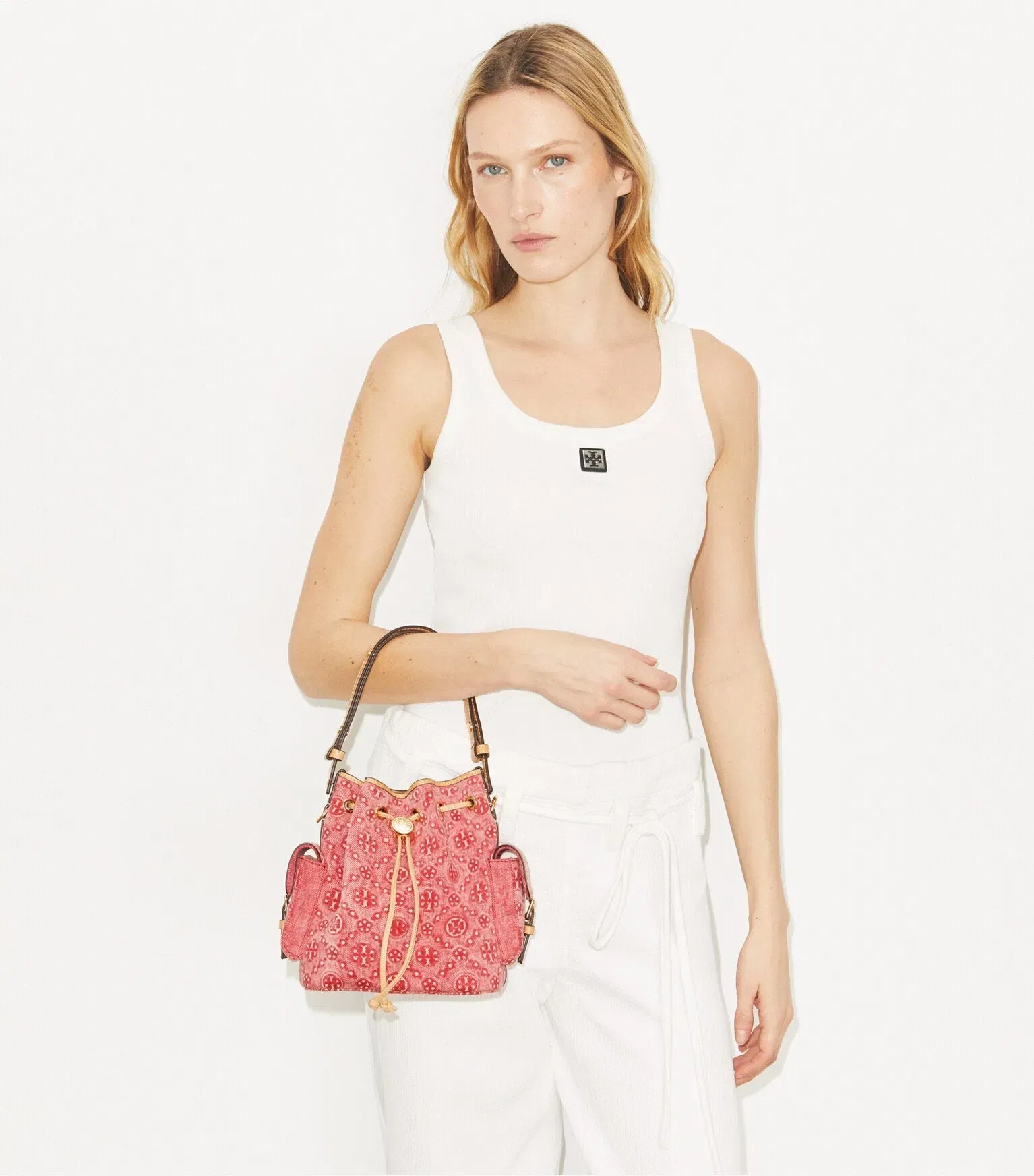 T Monogram Denim Bucket Bag