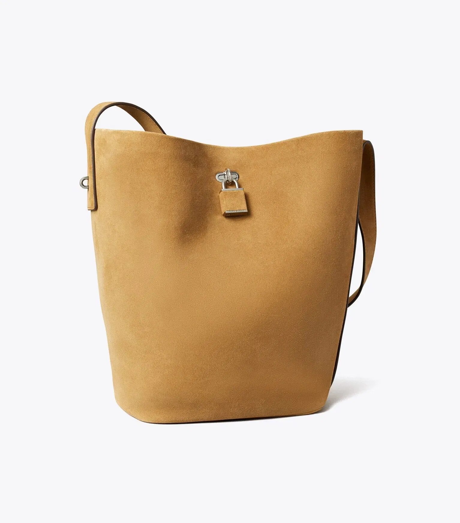 Lock Slim Suede Bucket Bag