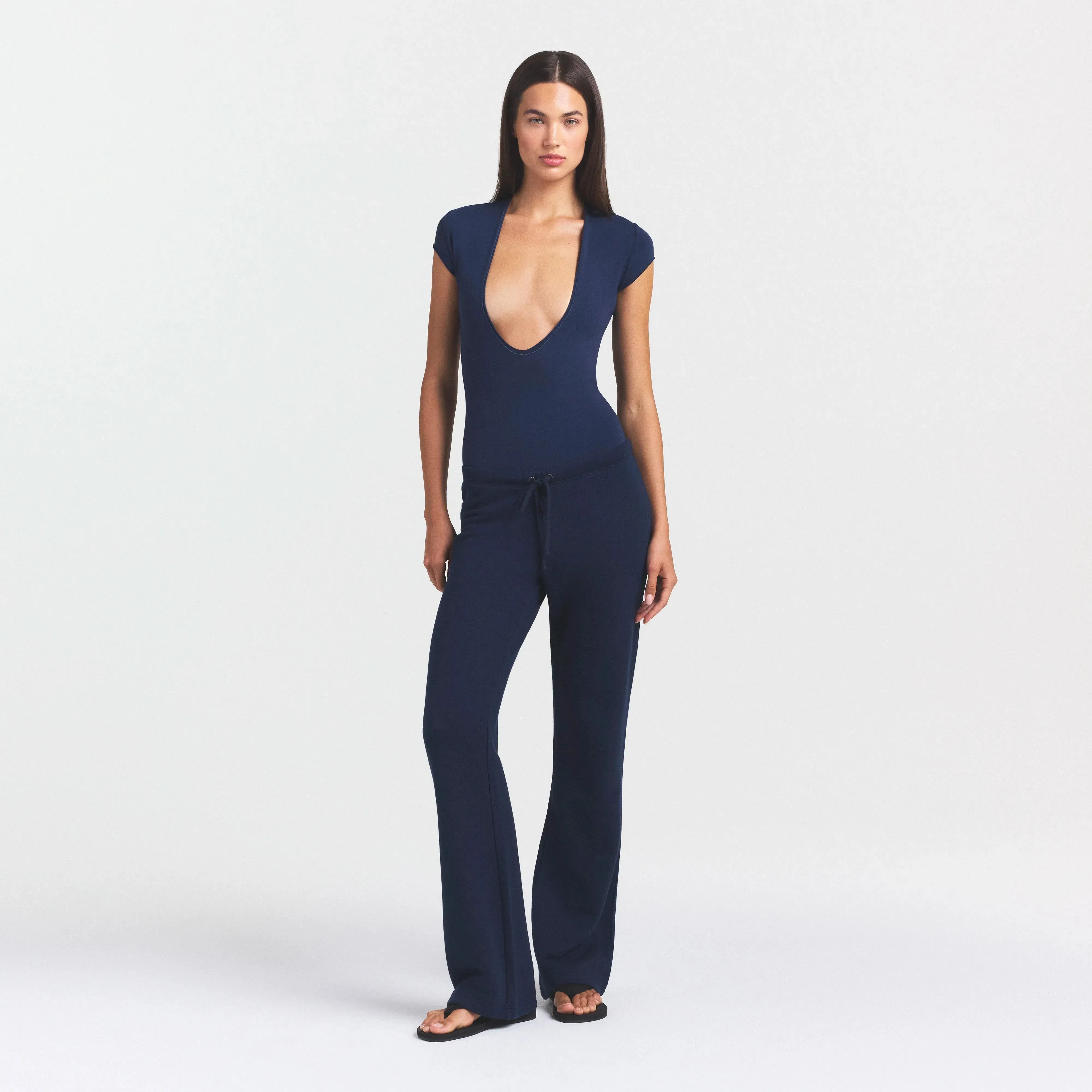 Cotton Jersey Deep Plunge Bodysuit