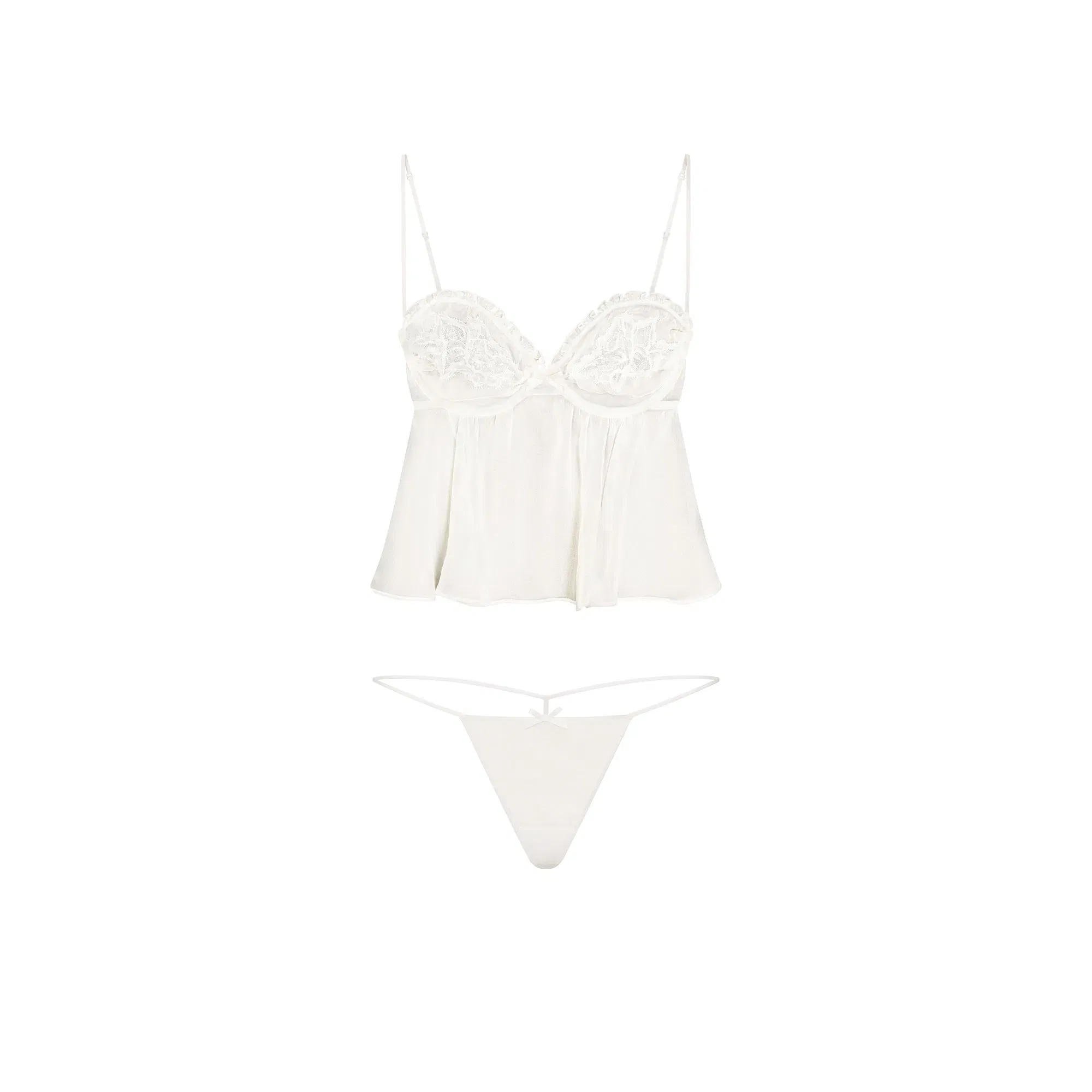 Skims Romance Babydoll Top and String Thong Set