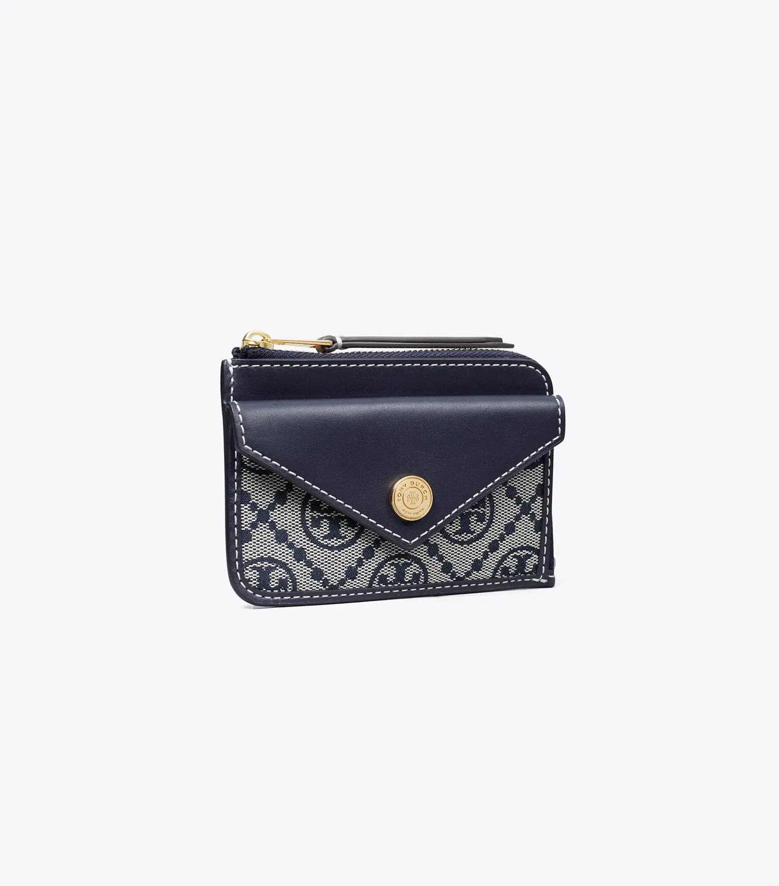 T Monogram Zip Card Case