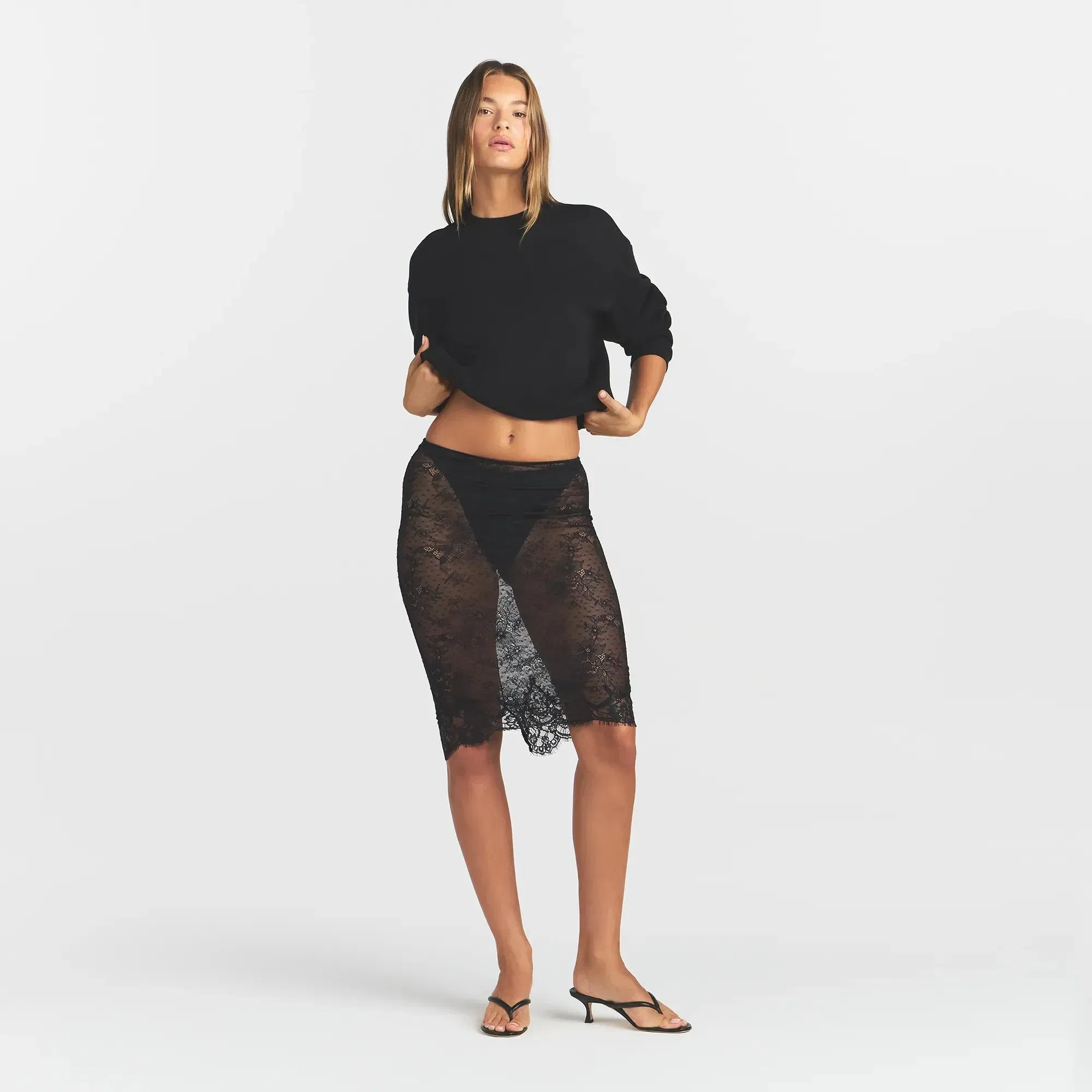 Ultra Fine Lace Midi Skirt