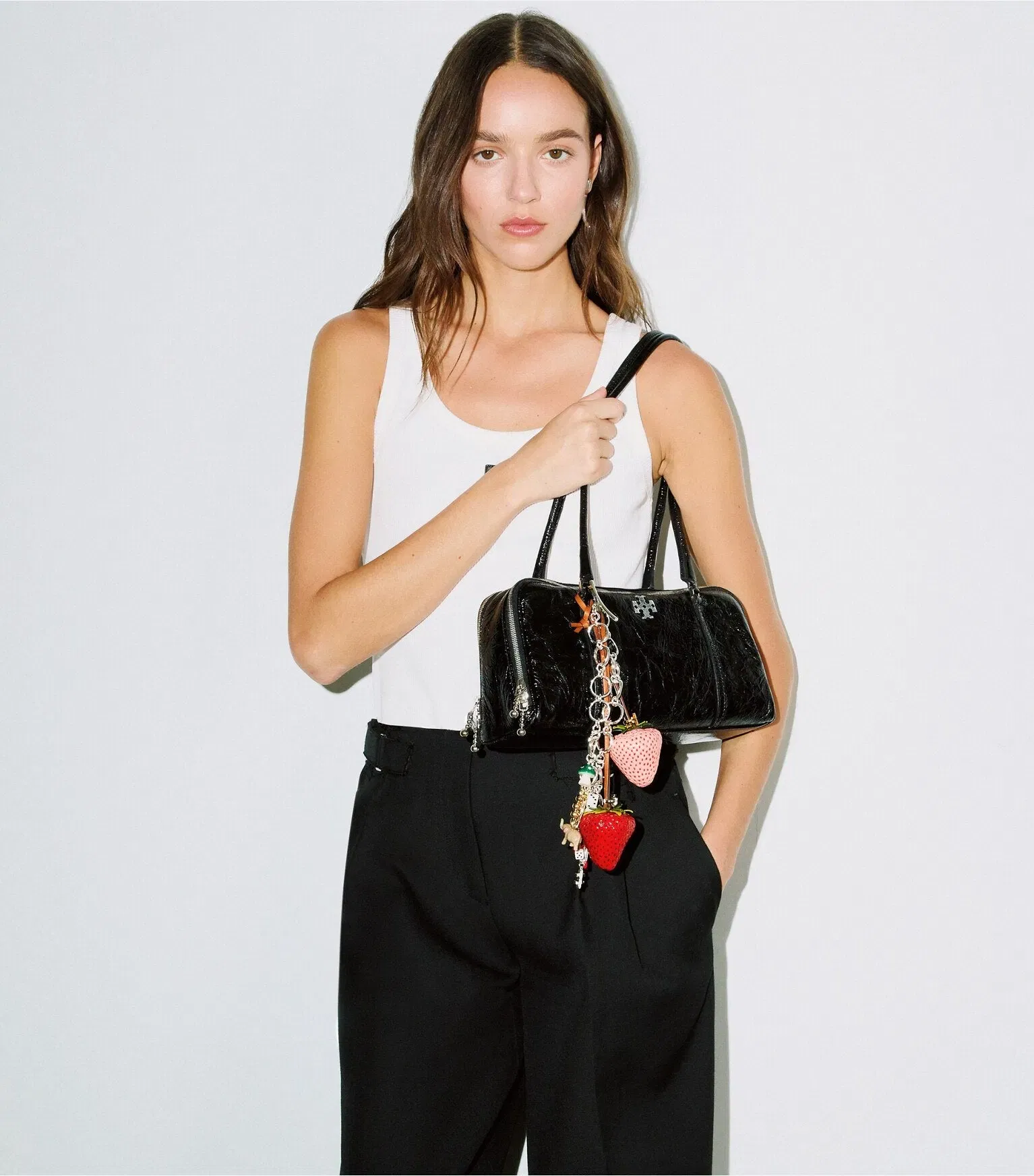 Small Crinkle Leather Marshmallow Satchel