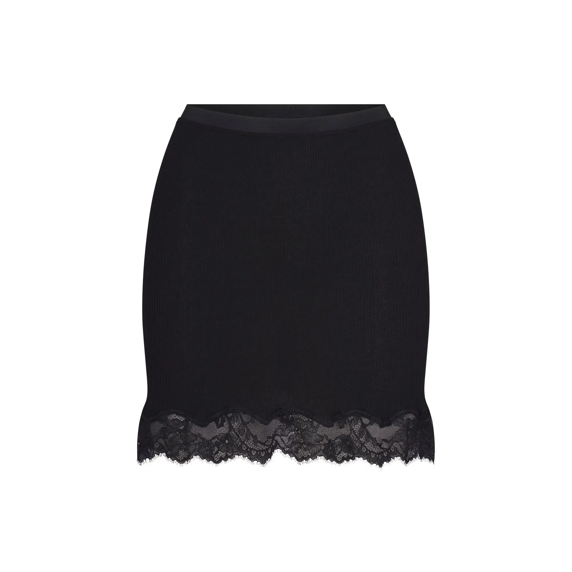 Rib Knit Lace Mini Skirt