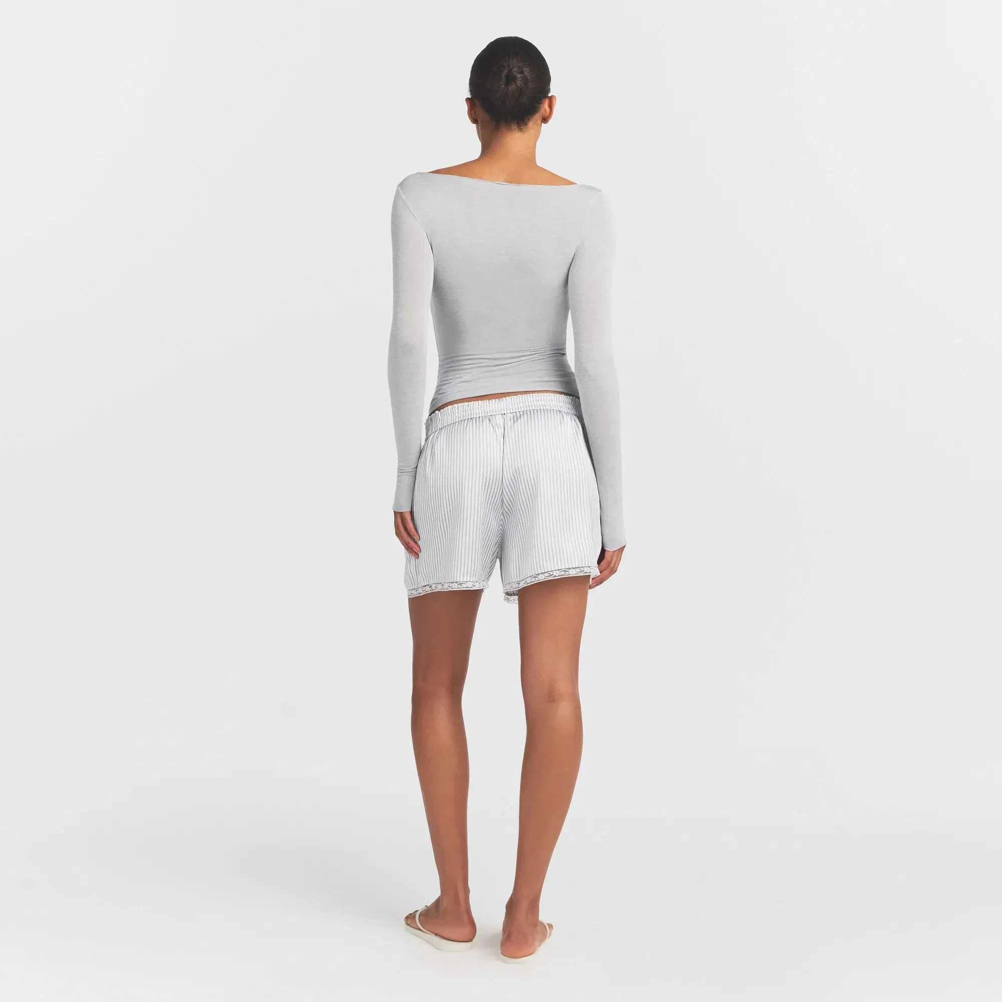 Sheer Modal Long Sleeve Boatneck Top