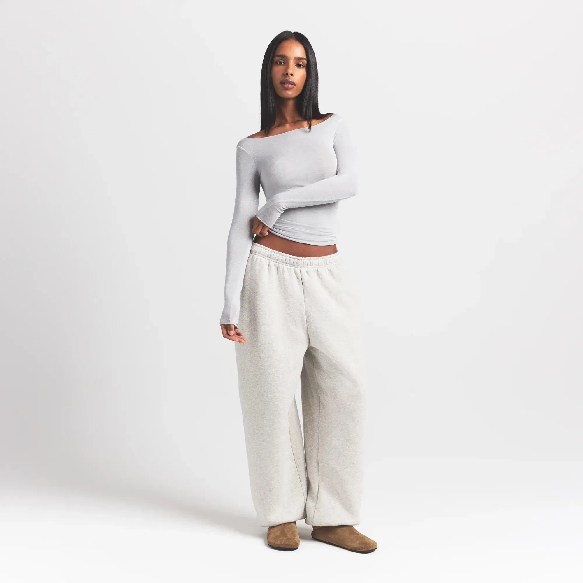 Sheer Modal Long Sleeve Boatneck Top