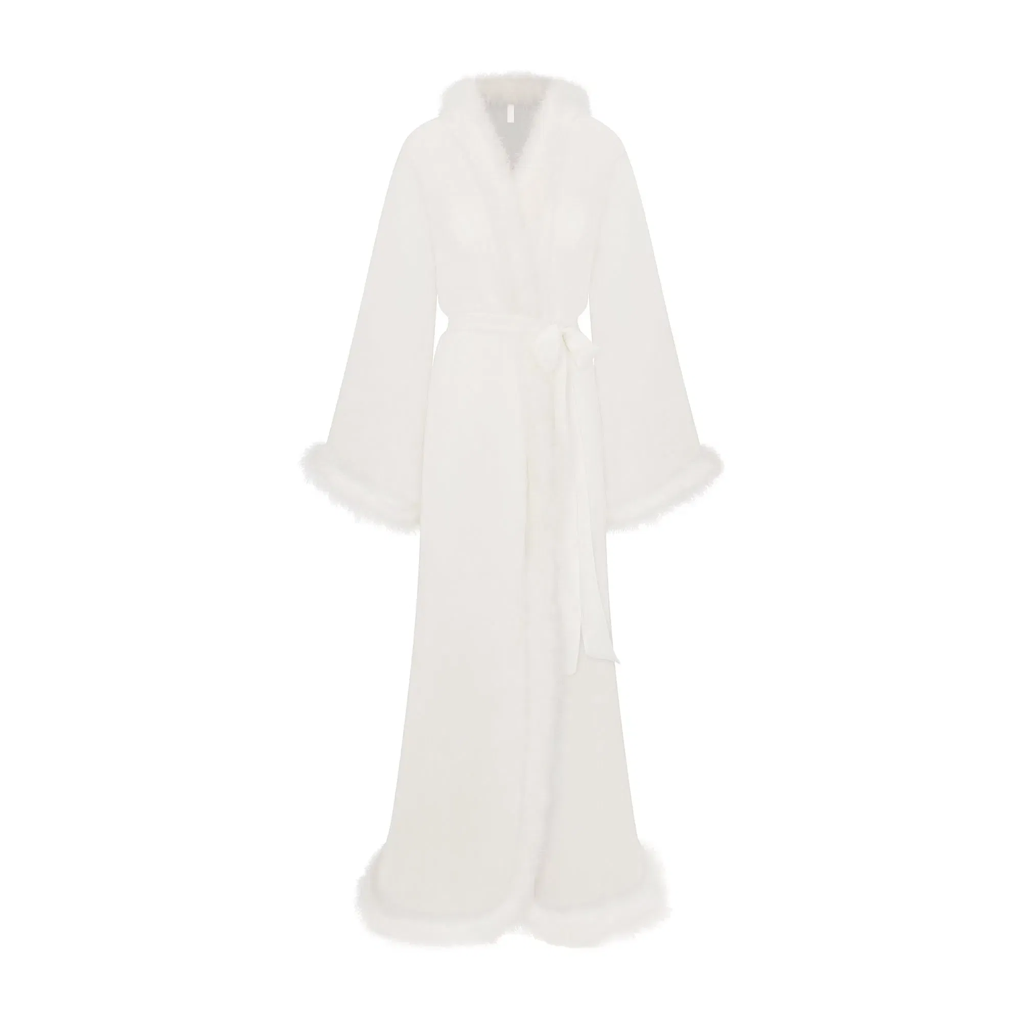 Bridal Sleep Feather Trim Long Robe