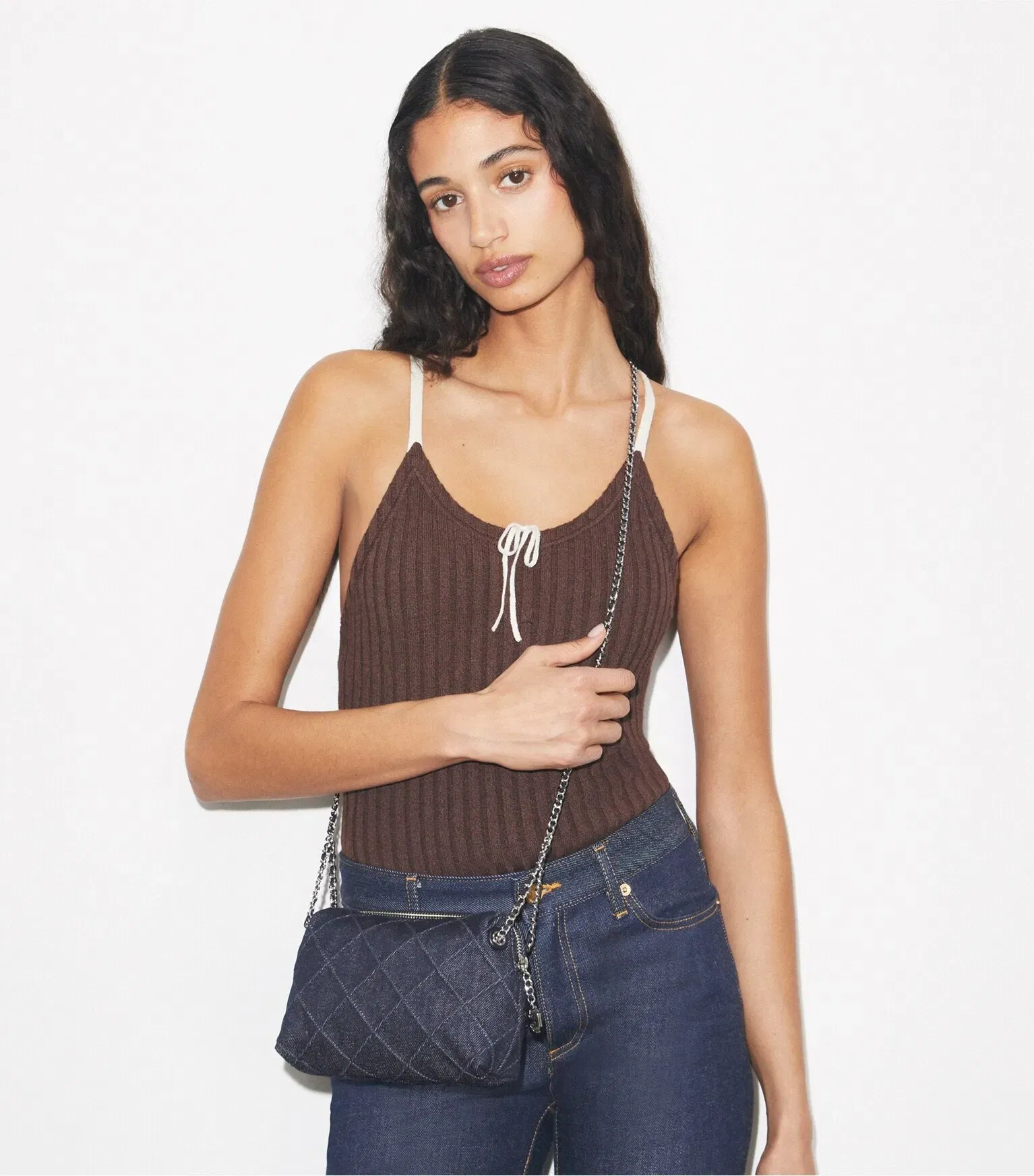 Fleming Denim Soft Crossbody Bag
