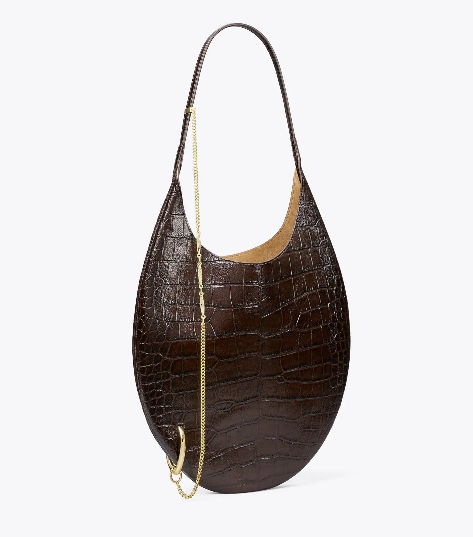 Pierced Croc-Embossed Soft Bag