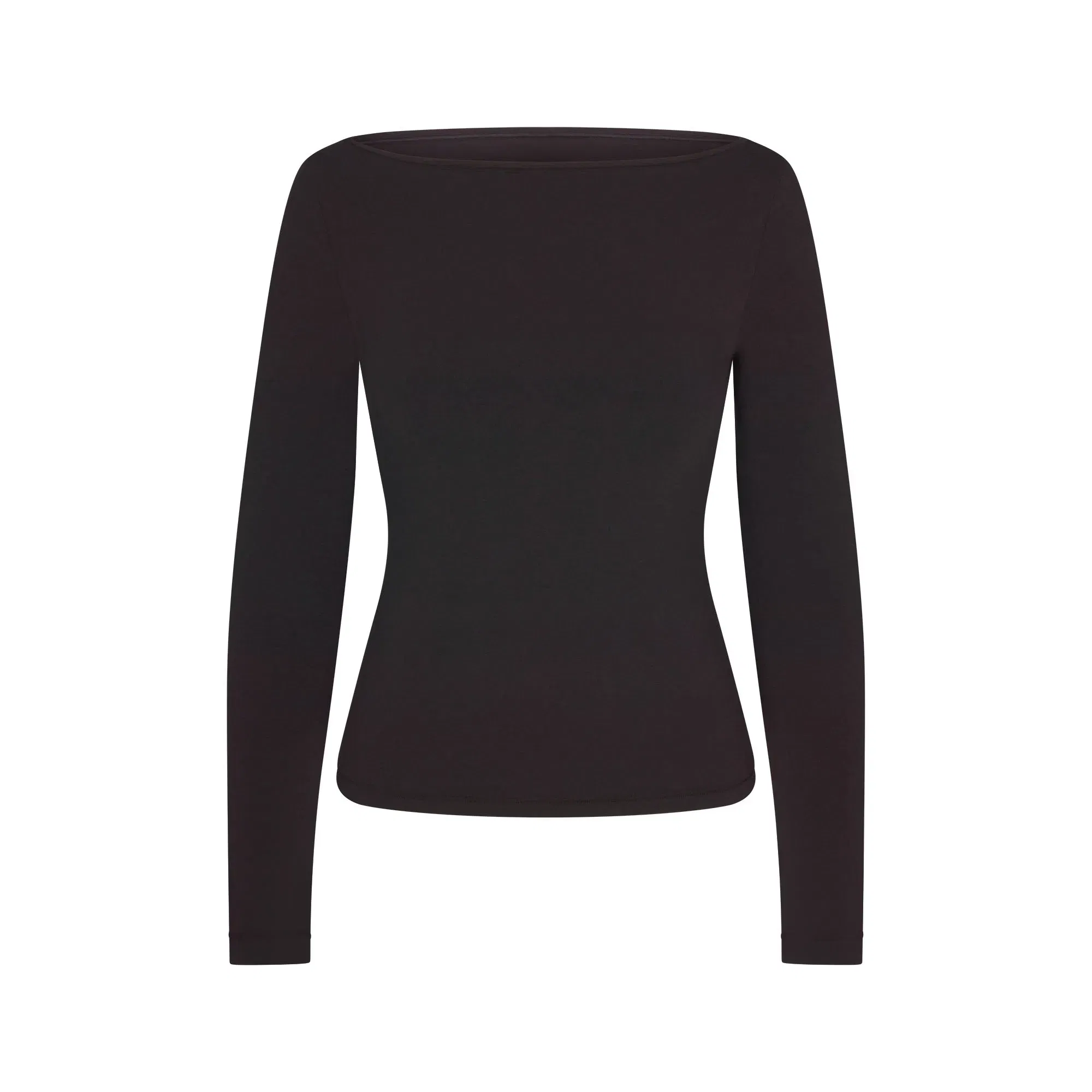 Cotton Jersey Long Sleeve Boatneck Top