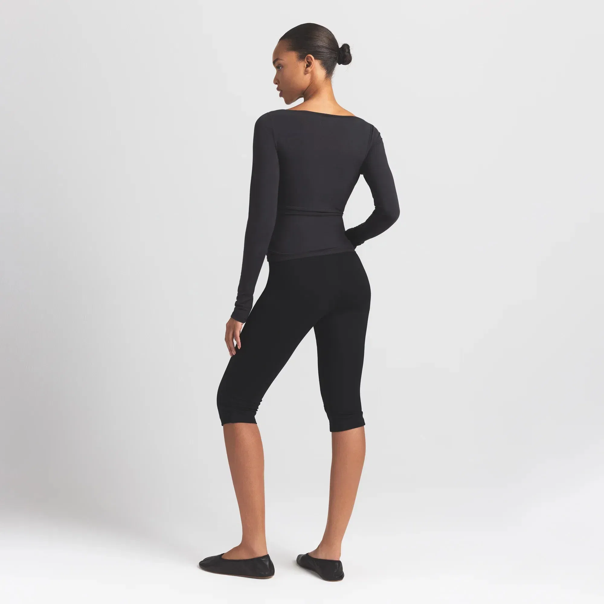 Cotton Jersey Long Sleeve Boatneck Top