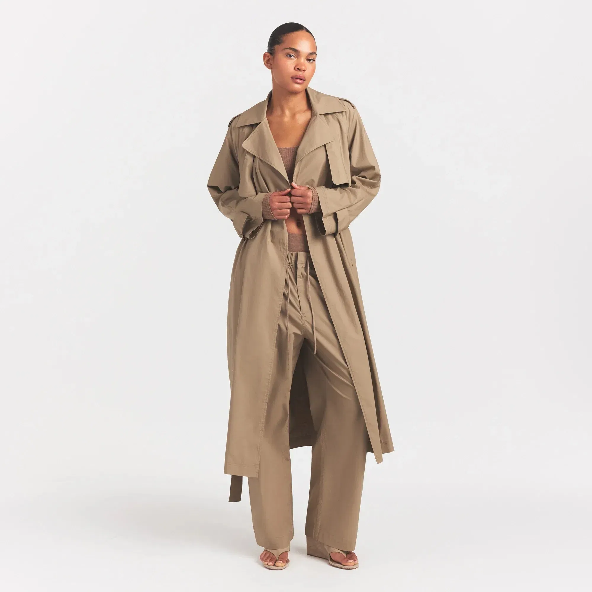 Woven Cotton Oversized Trench Coat