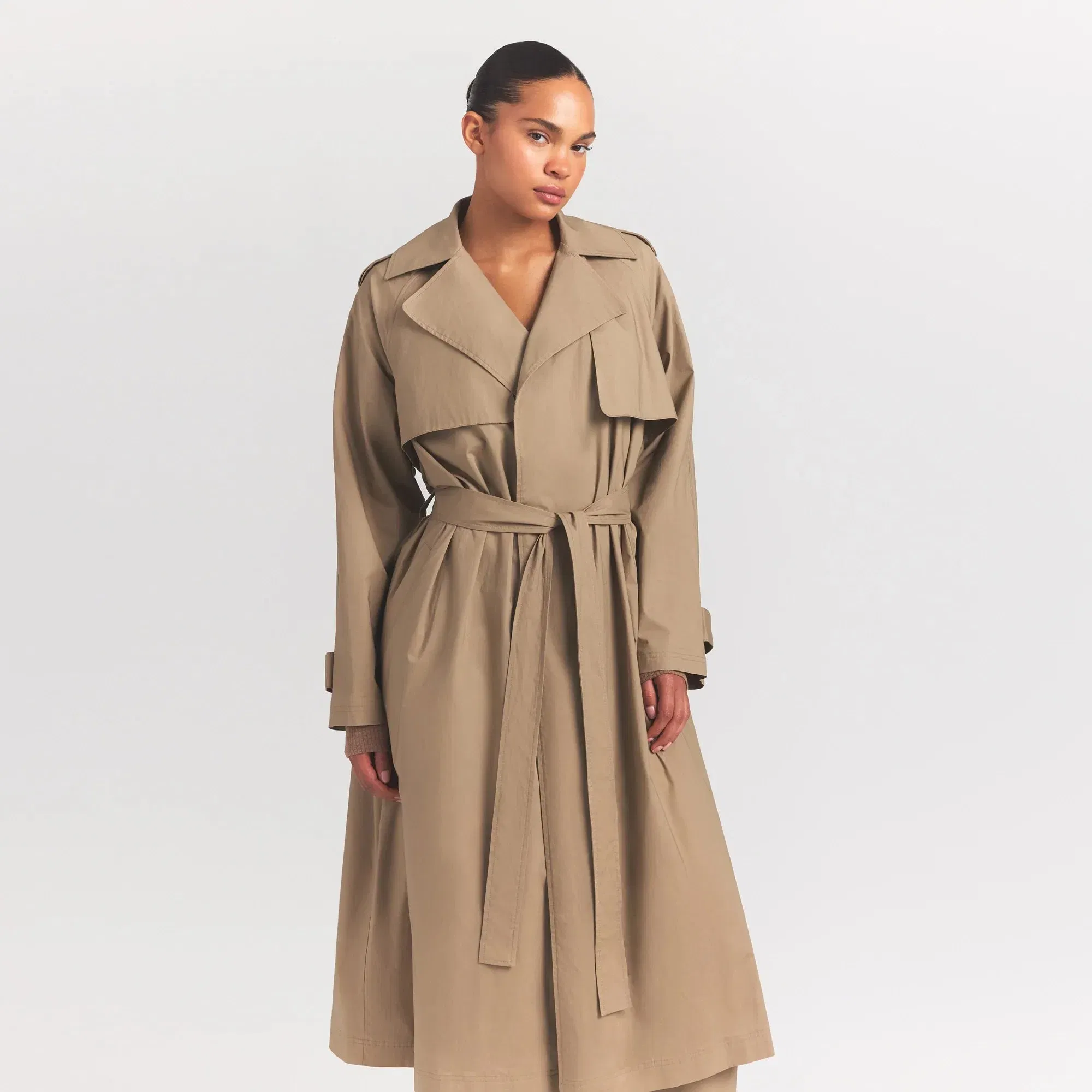 Woven Cotton Oversized Trench Coat
