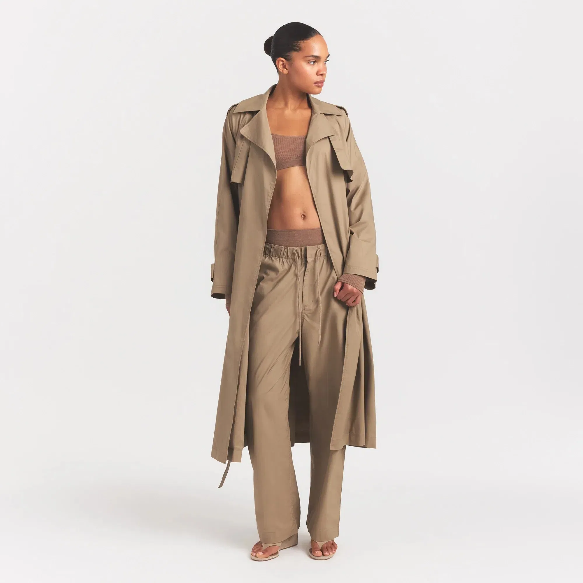 Woven Cotton Oversized Trench Coat