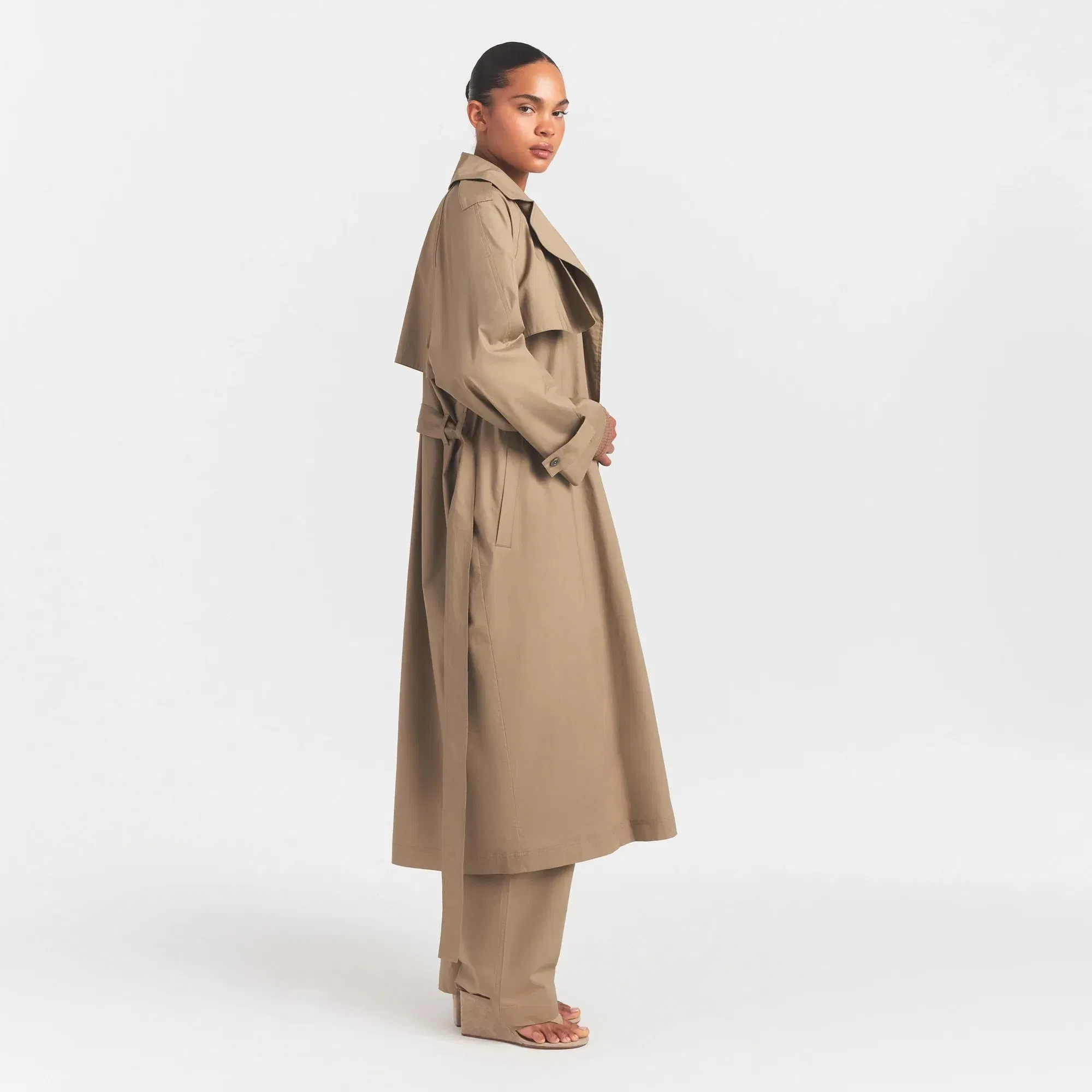 Woven Cotton Oversized Trench Coat