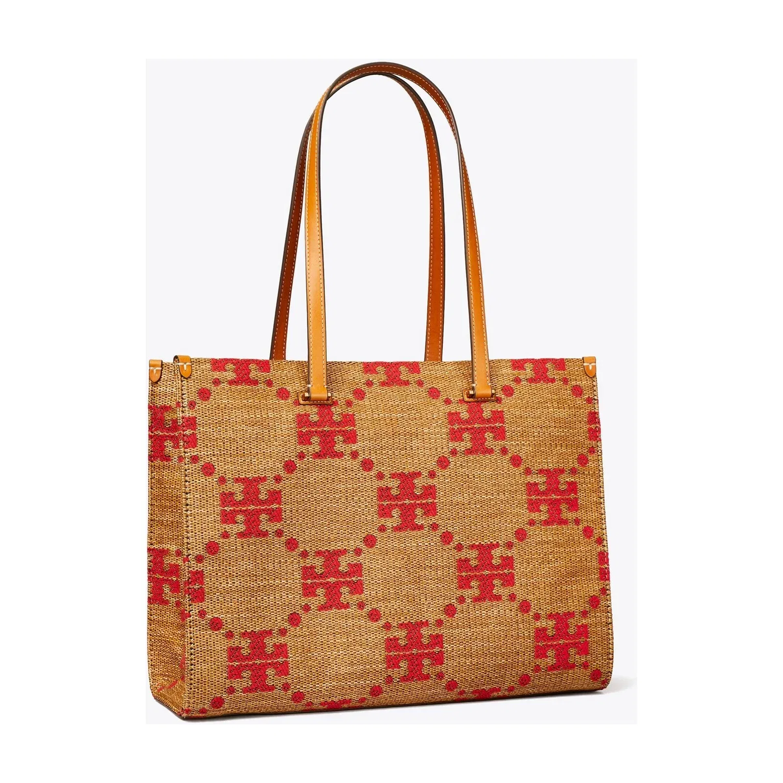 T Monogram Woven Tote