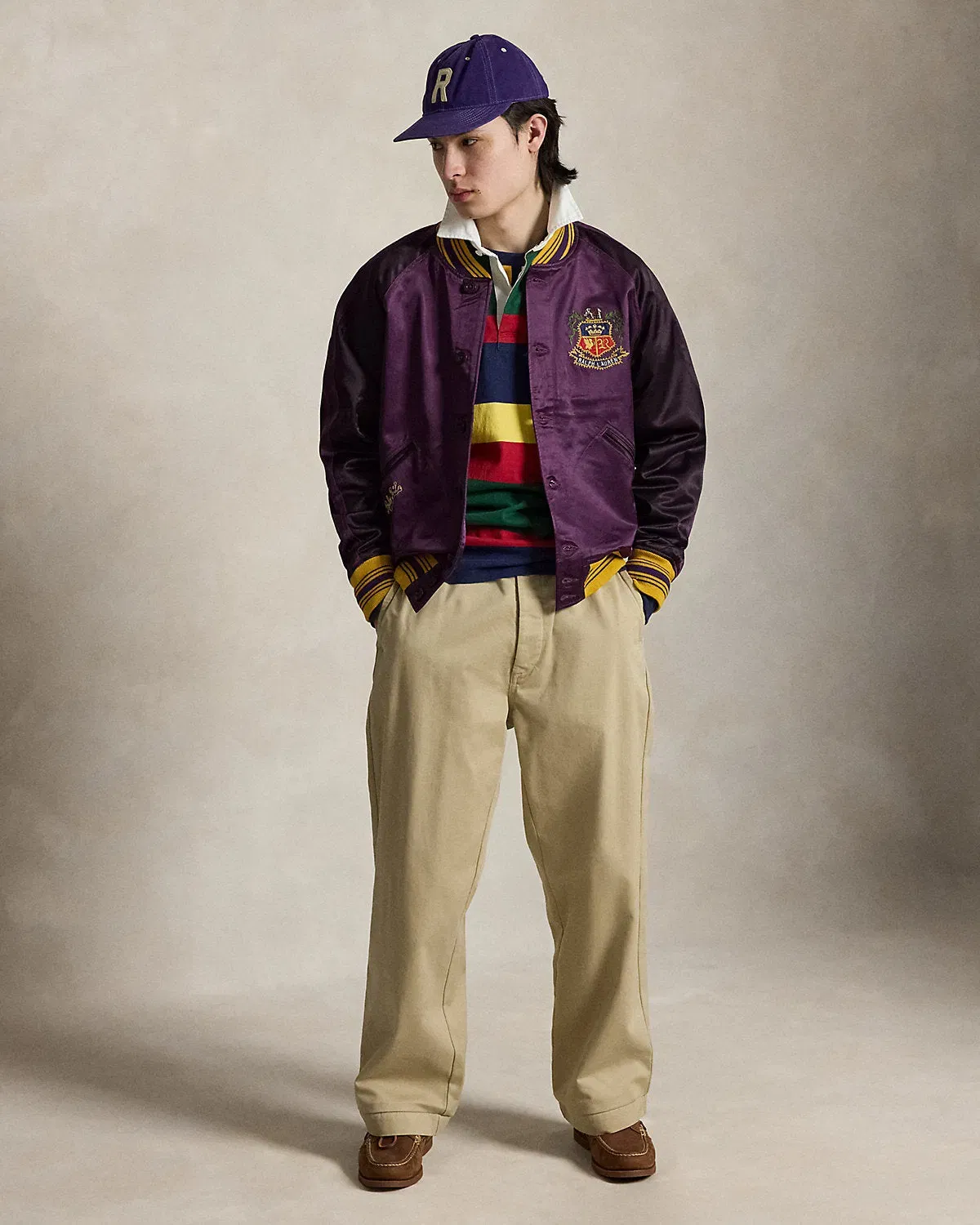 Ralph Lauren Embroidered Satin Baseball Jacket