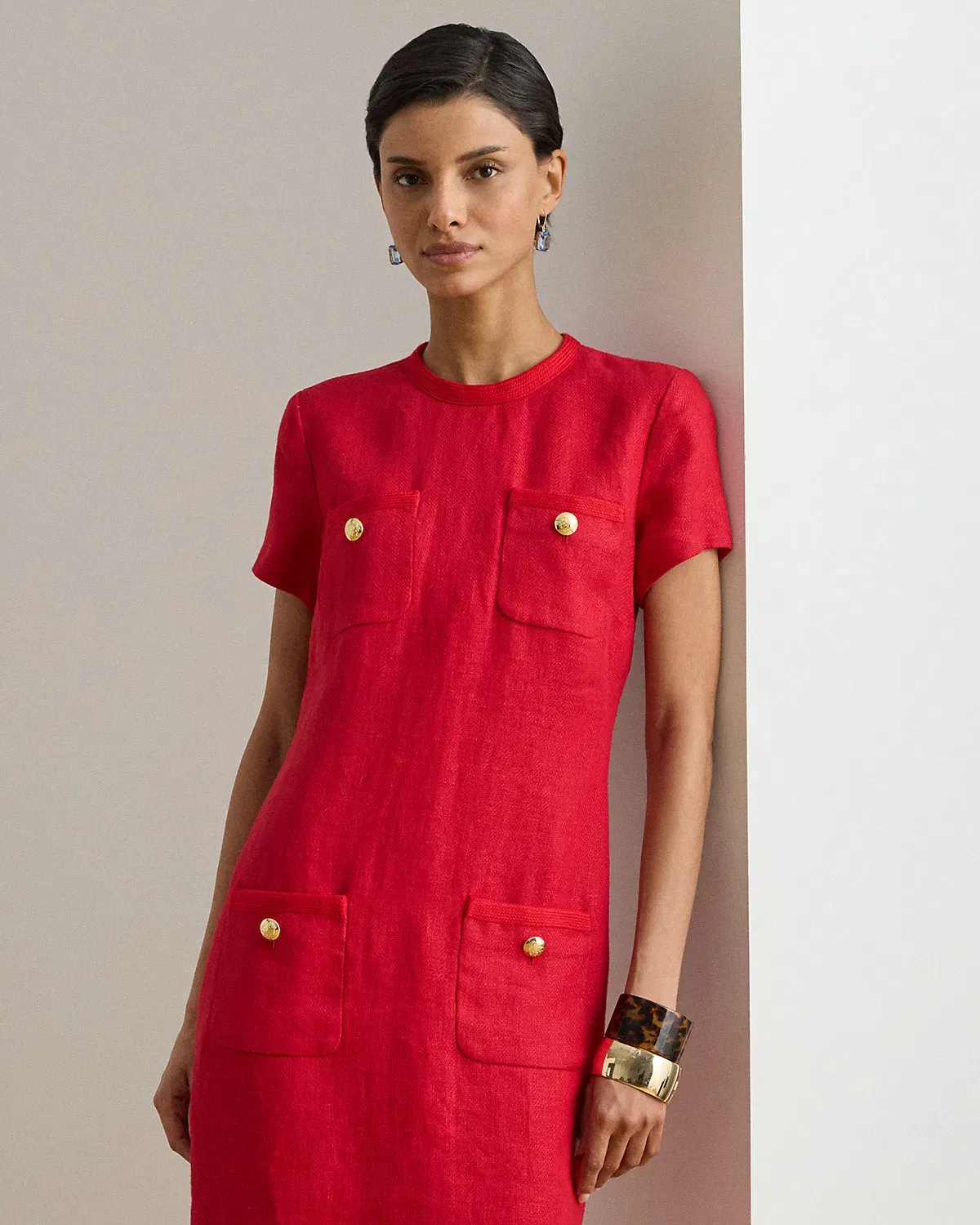 Ralph Lauren Linen Herringbone Shift Dress