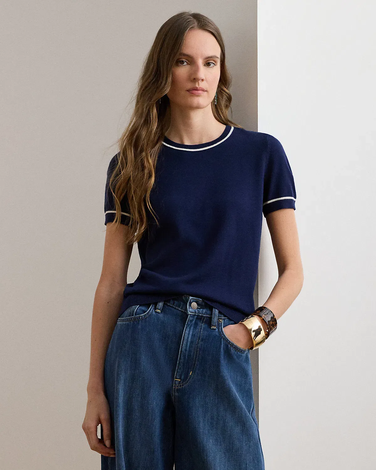 Ralph Lauren TwoTone ShortSleeve Sweater