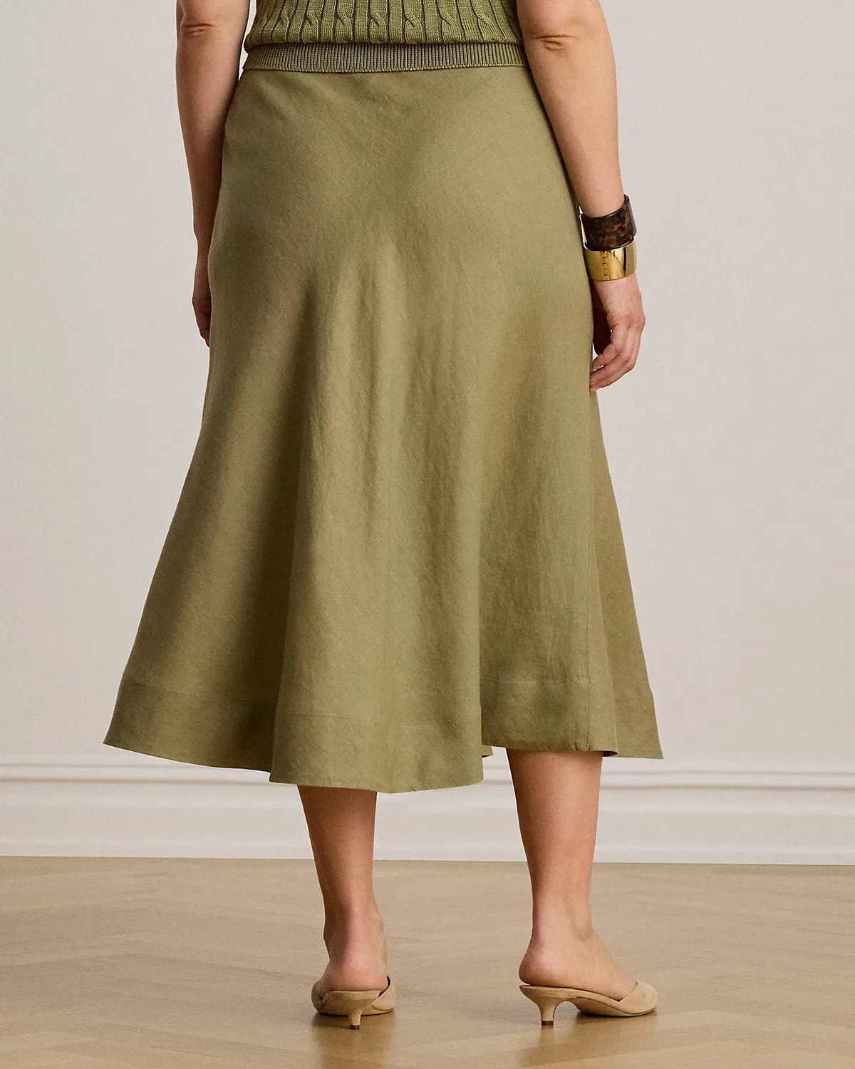 Ralph Lauren Linen ALine Midi Skirt