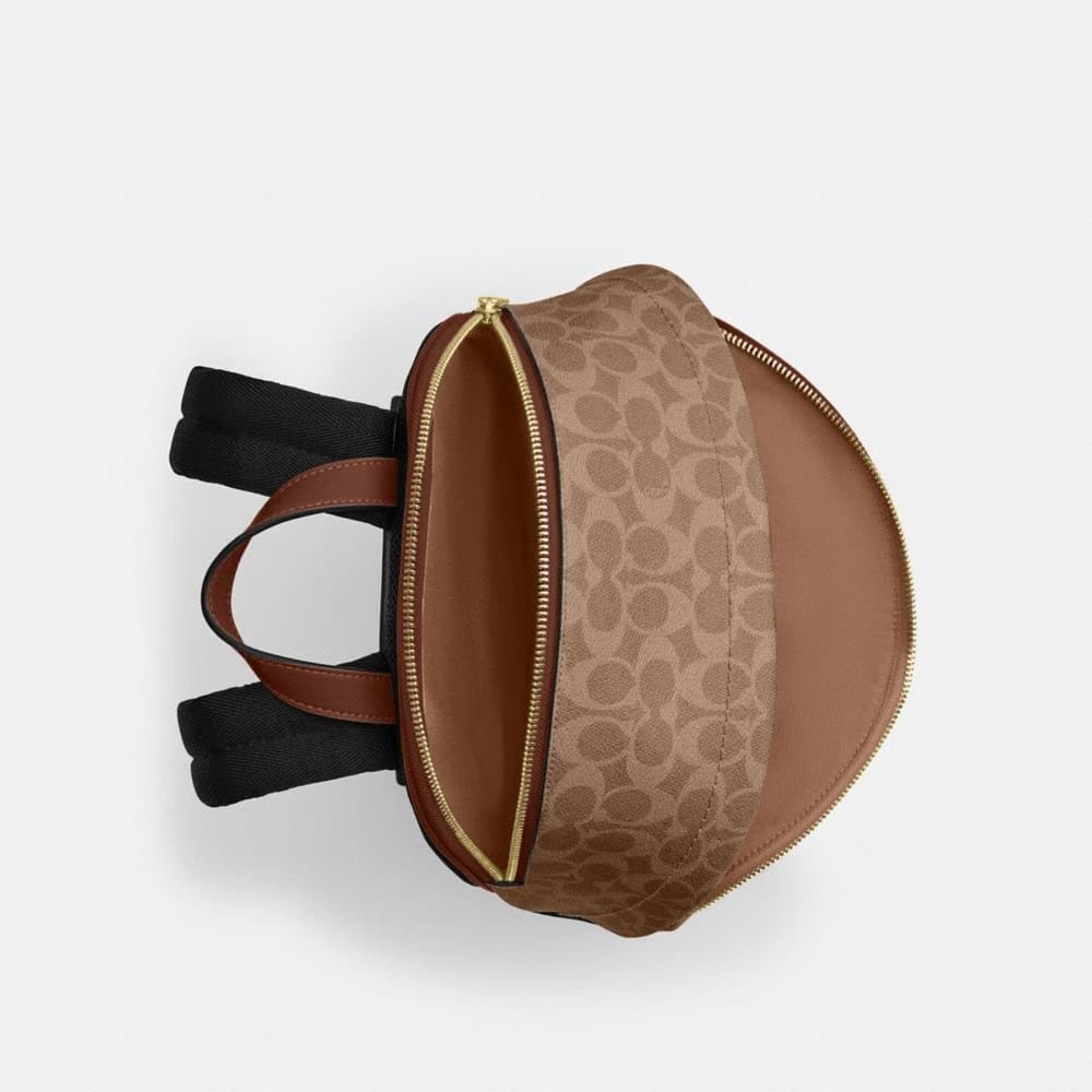 Coach Taylor Small Backpack In Signature Canvas Gold Tan Brown