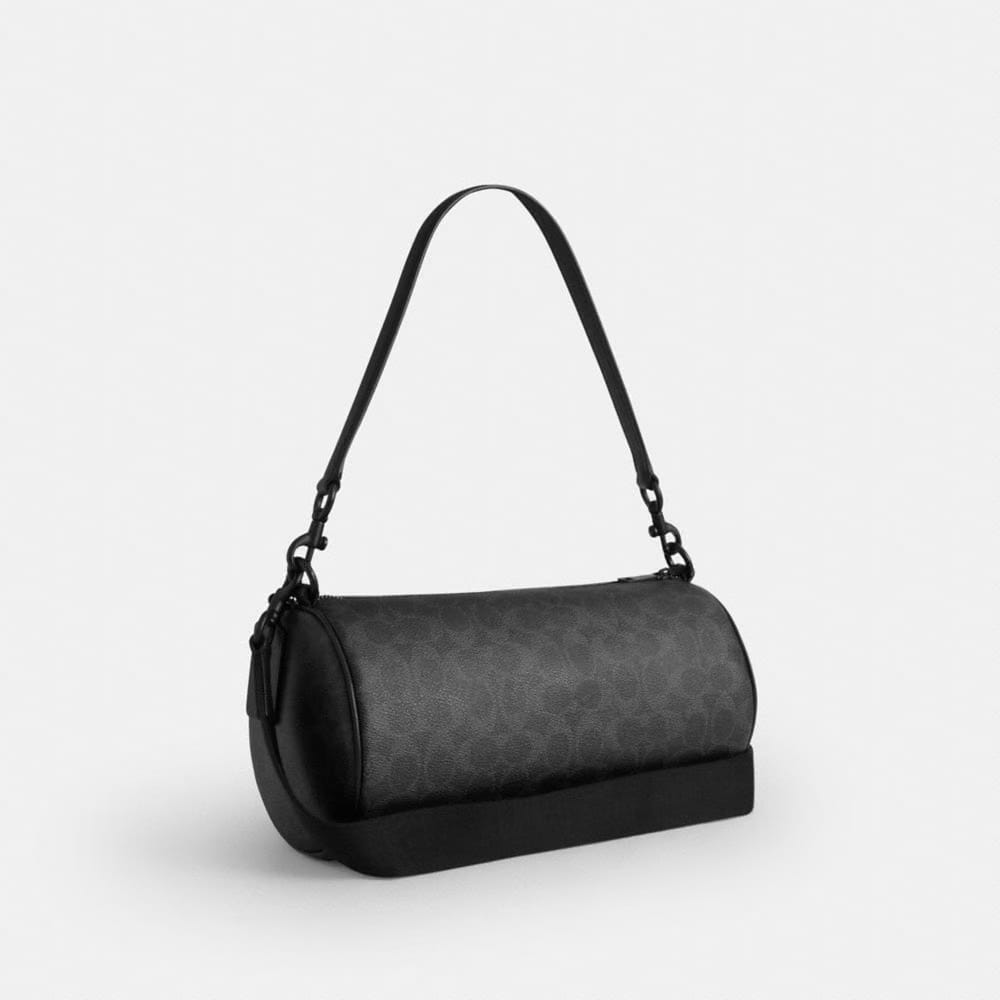 Coach Andre Barrel Bag 30 In Signature Canvas Matte Black Black Signature