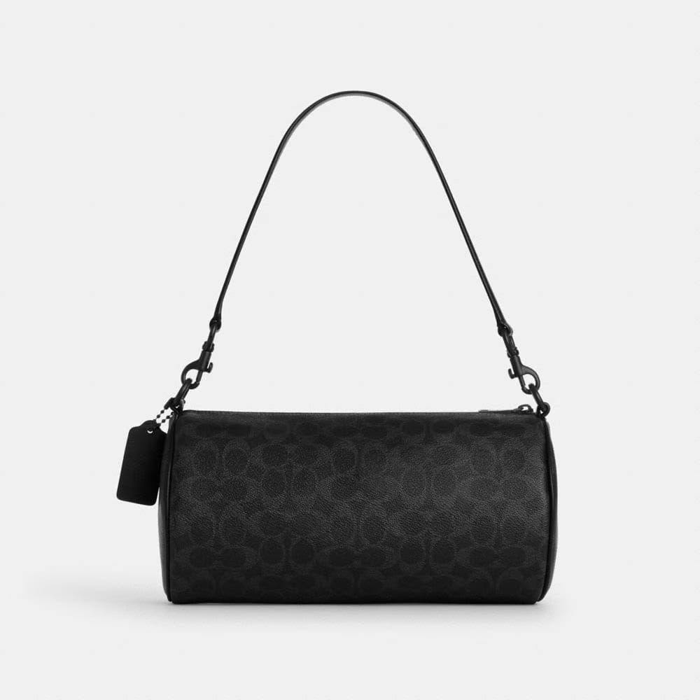 Coach Andre Barrel Bag 30 In Signature Canvas Matte Black Black Signature