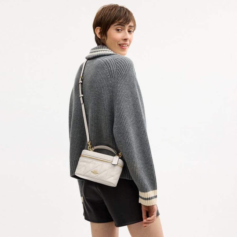 Coach Rainer Crossbody Bag 18 With Quilting Gold Chalk