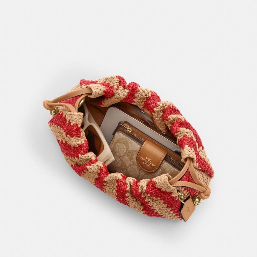 Coach Faye Shoulder Bag Gold Red Tan