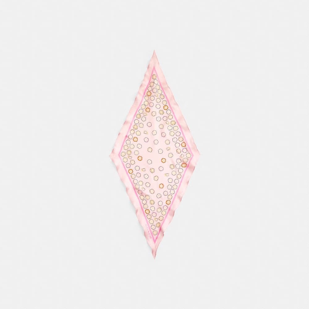 Coach Waterfall Tea Rose Print Silk Diamond Scarf Tickled Pink
