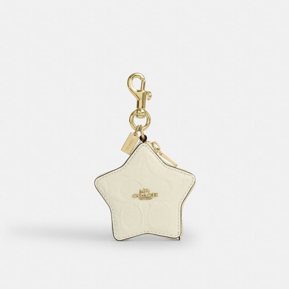 Coach Star Bag Charm In Signature Leather Gold Light Lemon