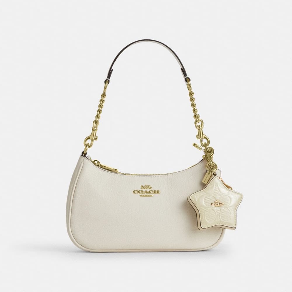 Coach Star Bag Charm In Signature Leather Gold Light Lemon